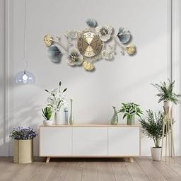 MH handicrafts Metal Wall Clock - Floral Design with Silent Sweep Machine - Ideal Home Decor Items and Wall Decoration Items for Living Room/Bedroom/Dining Hall/Office/Cafes/Hotel-image-10