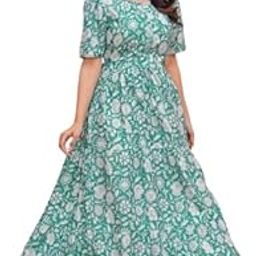 Women Flower Print Anarkali Dress for Casual wear Western Viscose Rayon Kurti.-image-19