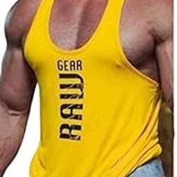 Men's Gym Vest - Sleeveless Shirt for Casual Wear, Gym, and Sports - Breathable and Comfortable, Lightweight, Easy Care | Colour: Yellow | Material : Polyester Blend | Size XL | Pack of 1-572-image-88