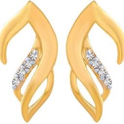 14k (585) Yellow Gold and American Diamond Stud Earrings for Women - 0.89 Gram-image-49