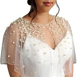 Women's Beaded Net Poncho Cape White Pearl Capelet | Pair It Beautifully with Sarees, Suits or Blouses or Western Styles-36