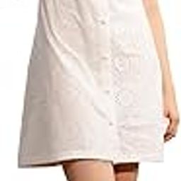 Women Pure Cotton Self Design Schiffli Embroidered Shirt Dress-image-1