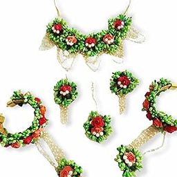 Home Green Flower Fabric Handmade Jewellery for Haldi, Baby Shower, Mehndi, Godbharai Set For Women/Girls. Floral Jewellery Set, Jewellery Gift-image-23