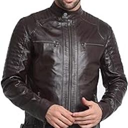 Men’s Casual Stylish Leather Jacket | Men Solid Choco Brown Leather Jacket | Winter Jacket | High Neck | Long Sleeve | Zipper Closure | Regular Fit | Comfortable Fit Jacket Crafted for Men-picture-19