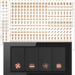 GLUN® Electric Board Switch Stickers, 38 Icons 600 Stickers Set Rose Gold Colors, for All Types of Appliances or Machinery, Fan, Light, Fridge, AC, Switch Stickers-image-36