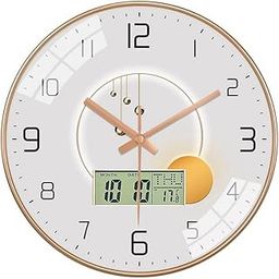 Ash & Roh 12 Inch Silent Quatrz and Non-Ticking Wall Clock with Easy to Read Number and Analog Display Stylish & Decorative Design for Office, Living Room, Bedroom (Pearl Digital)-2