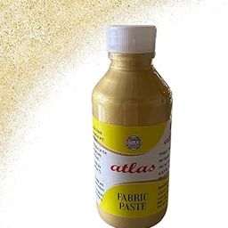 Atlas Colours Gold Fabric Paste, 100 ml, Metallic Texture Paint for Natural Fabrics, Permanent Washable Finish-16