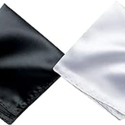 Black & White Pocket Square Combo for Men | Premium 10x10 Inch Fine Fabric | Elegant Formal & Wedding Accessory | Pack of 2 Pocket Square for Men, Wedding Handkerchief for Suits, Blazers & Tuxedo-127