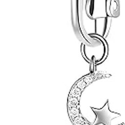 Silver Plated Clip-On Style 'Crystals in the Cosmos' Moon And Star Charms Belly Button Navel Ring For Women And Girls (BB0219) 1 Pc-image-86