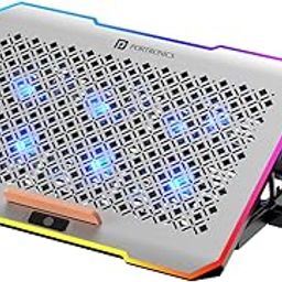 Portronics My Buddy Air Pro Laptop Cooling Pad with 6 Cooling Fans, 5-Level Angle & Height Adjustable, 10 RGB Light Modes, Mobile Stand, USB Powered, for Upto 17 Inch Laptops (Grey)-19