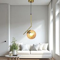 Prop It Up Modern Pendant Light with Glass Globe Shade, Brass Gold Finish, Adjustable Hanging Light, Hanging Light for Hall Without Bulb-image-58