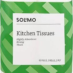 Amazon Brand - Solimo Kitchen Tissue Rolls | 2 Ply Kitchen Paper Roll | 120 Pulls | 60 Pulls x 2 Rolls | Food Safe | Highly Absorbent | OBA-Free | 100% Natural Virgin Cellulose Fiber-32