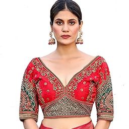 Women Silk Blend Half Sleeve Blouse-picture-32