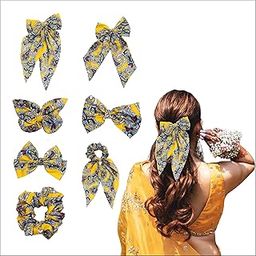 BLACK DUCK Women's Navratri & Marriage Special Rayon Cotton Hair Bow | Hair Accessories (7Pc Combo)-image-23