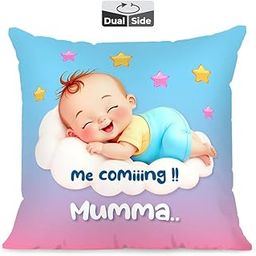 Brizberry® Premium Throw Pillow Cushion, mom to be Gifts, Pregnant Woman Wife Sister, Coming Soon Mumma, Pregnancy Gift for Baby Shower, with Premium Filler Cushion (16 inch x 16 inch) (Design 7)-image-37