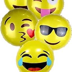 Party Propz Emoji Balloons For Decoration -5pcs Smiley Balloon For Kids | Foil Balloons for Birthday Decoration | Helium Balloon (Foil)-13