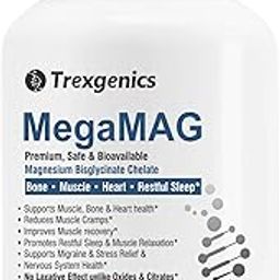 Trexgenics MegaMAG 785mg Magnesium Bisglycinate - Most Bioavailable Magnesium for Sleep, Muscle, Bone & Heart Support (60 Veg. Capsules) (Pack of 1)-32