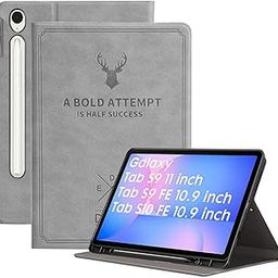 Robustrion Cover for Samsung Galaxy Tab S10 FE 10.9 inch/Tab S9 FE 10.9 inch/Tab S9 11" Case with [S Pen Holder], Deer Flip Case for Samsung Tab S10 FE / S9 FE Tablet Cover [Auto Sleep Wake] - Grey-11