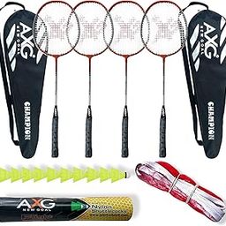 Isometric Champion Wide Body Racquets with 10 Plastic Shuttles, Net & Cover Badminton Kit (Orange)-31