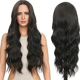ASSU Hairs Long Wavy Dark Brown Hair Wigs | HD Front Body Curly Synthetic Hair Wigs for Women 26 Inch | Wig For Daily Party Cosplay Fashion | Includes Wigcap-image-75