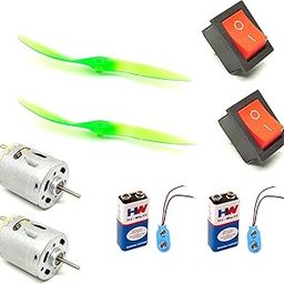 INVENTO 2Pcs DC Motor 27x33mm + 6 inch 2 Blade Fan + Rocker Switch + 9V Battery Hobby DIY Science Project Kit-image-33