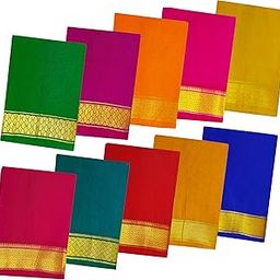 South Cotton Blouse Piece Zari Border Unstitched Blouse Materials 1 meter for Women's (Pack of 10 Pcs)-picture-28