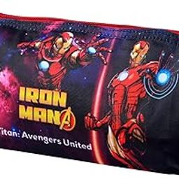 Pencil Pouch | Multi-Purpose Travel Pouch | Kids Stationary Storage Bag | Pencil Utility School Pouches | Geometry Box | Marvel Iron-Man | Large | Red & Black-image-7