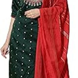 Women's Silk Blend Embroidered Straight Kurta Trouser with Dupatta Set-picture-24