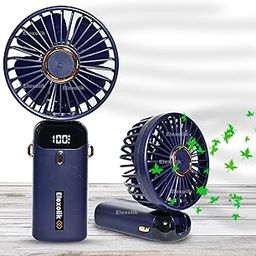 Elexolik Portable Mini fan rechargeable Li-ion Battery with LED Digital Display Indicator 5 Speed Gear Handy Fan for Travel, Adults, Kids, Outdoor Indoor Use (Color May Vary, 1Pc) NB-picture-20