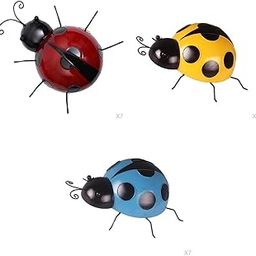 21Pcs Mini Metal Ladybug Fence Hanger Wall Hanging Outdoor Garden Decors-18