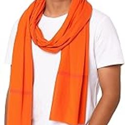 Vandana International Trader Men's Pure Cotton Orange Scarf/Dupatta – Soft Lightweight Stole for Daily Use, Traditional & Casual Use – 2.25 Meter Length.-picture-1