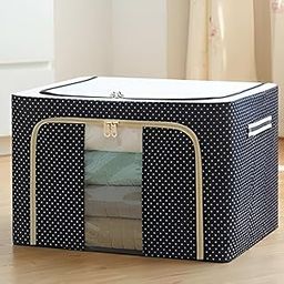 BRINDIYA 66L Foldable Clothes Storage Bag – Oxford Fabric Zip Organizer for Sarees, Quilts, Blankets, Garments & Bedding | Large Living Box for Wardrobe, Shelf, Underbed & Travel Use – 1 Pc-image-99