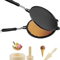 THW Commercial Non Stick Waffle Maker with Ice Cream Cone and Bowl Mould | Teflon Coated | Gas Stove Compatible | Perfect for Waffle Cones & Bowls, Crepes, and Snacks-29