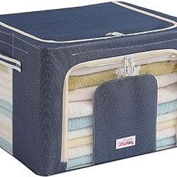 BlushBees Living Box - 600D Oxford Fabric Storage Boxes for Clothes, Blanket Cover Bag - 66 Litre, Pack of 1, Cowboy Blue-26