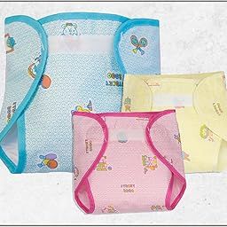 Mothers Choice Infant Diaper Nappy PK3 Large Set of 4 Reusable Printed Color Indian Style Plastic Nappies/Langots-3
