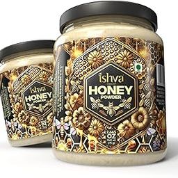ISHVA Honey Powder - 150g Glass jar | Natural Sweetener, Pure Raw Honey in Powder Form | Ideal for Teas, Smoothies, Baking & More | (75g x 2 unit)-image-56