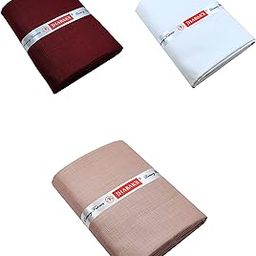 Premium Unstitched Shirt Fabric Combo for Men Cotton Blend Material 2.25M Shirt Piece Cloth - Pack of 3 (Maroon, White, Wood Brown Color)-image-46