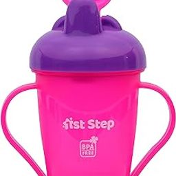 1ST STEP 180ml BPA Free Polypropylene Hard Spout Baby Sipper/Sippy Cup with Twin Handles for Easy Grip (Pink)-17