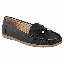 Women's Block Heel Loafers Black (6 UK)-image-64