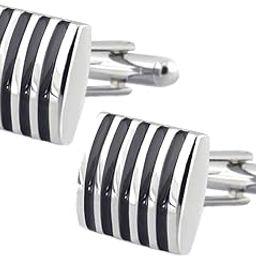 CALANDIS™ Fashion Males Brass Black Square striped cufflinks Simple Business cufflinks | Mens Jewelry-image-55