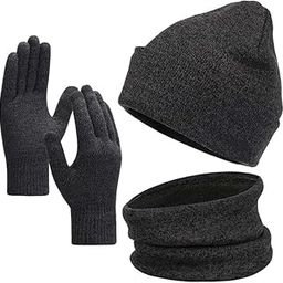 Winter Beanie Hat, Scarf, and Touchscreen Gloves Set for Men and Women - Warm Knit Fleece Lined Cap and Neck Warmer 3 Piece Set-image-47