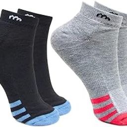 Women's 2 Pair Cotton Ankle Length Socks - Free Size (Black,Red Grey)-MX193-10