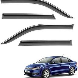 COSMOGEAR Car Compatible Wind Deflectors Rain Guard Door Visor for Volkswagen Vento (2010-2017 Model) - Chrome Lined, Polycarbonate, Smoke, Set of 4 Pcs-image-73