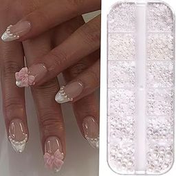 S.A.V.I White Pearl Nail Art Accessories, 3D Flat-Back Design, Elegant Decoration Kit-15