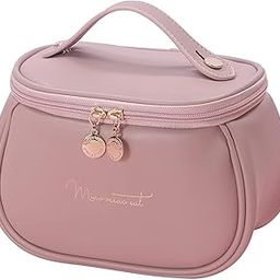 SIBY Portable Cosmetic Bag Organizer Case | Small Waterproof PU Leather Travel Make up Bag for Women and Girls | Large Capacity Toiletry Bag for Cosmetics, Skin Care Products and Toiletries-image-107