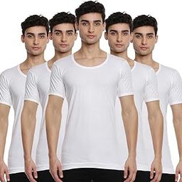 Ramraj Men's Cotton Pack of 5 Solid Sleeve Round Neck with Extended Length for Easy Tuck-22