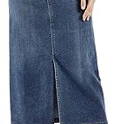Women Solid A-Line Denim Skirt with Front Slit-image-2