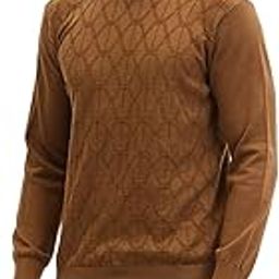 Brown Knitted Ribbed Hem Self-Design Sweaters-image-77