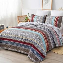 Boho Quilt Set Bohemian 3 Pieces Quilt Sets, Lightweight Summer Bedspread Coverlet Bedding Set for All Season YS01AC080451K3U-A-image-67