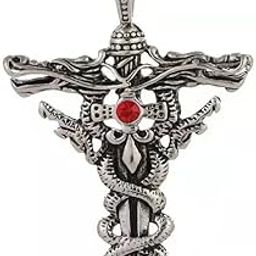 Cross Necklace Men's Double Dragon Sword Pendant Male Personality Matching Accessories Vintage Fashion-image-33